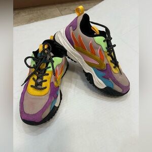 Javi Achieve Multicolor Flame Design  Sneakers w chunky sole size 3Y